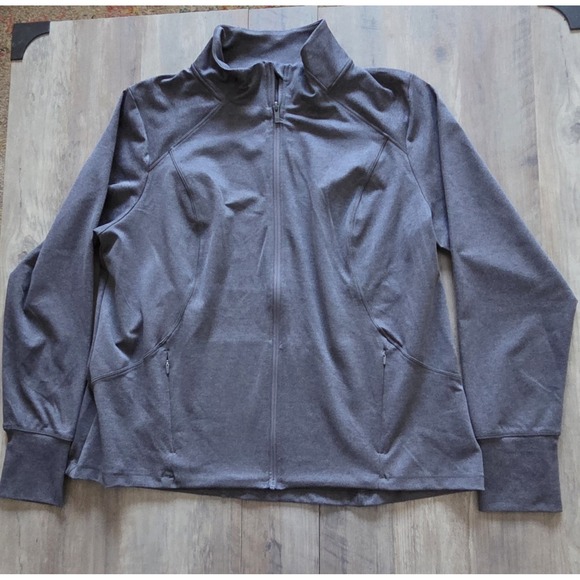 all in motion Jackets & Blazers - All In Motion 2XL Heathered Black Full Zip Thumb Hole Fleece Jacket Athletic-NWT
